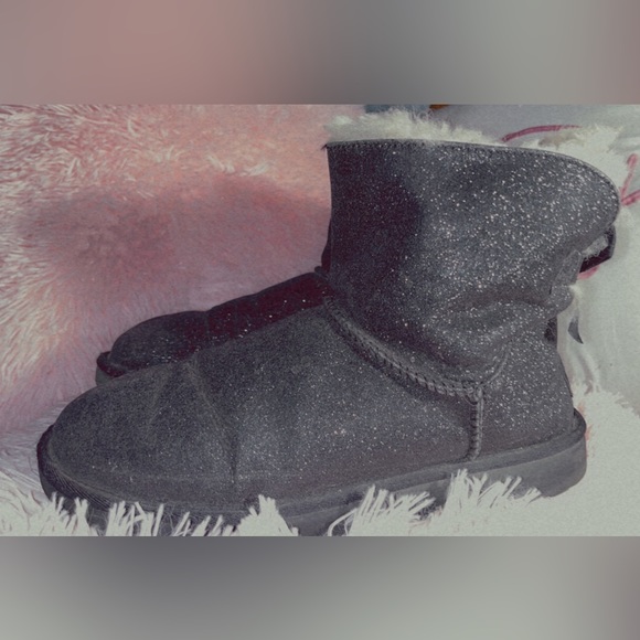UGG CLASSIC MINI BAILEY BOW SPARKLE GLITTER BLACK BOOT US size 8 - Picture 8 of 8